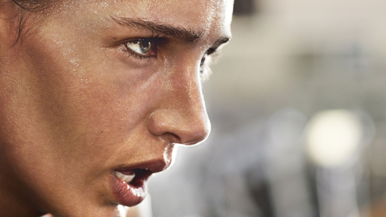 Intense athlete face