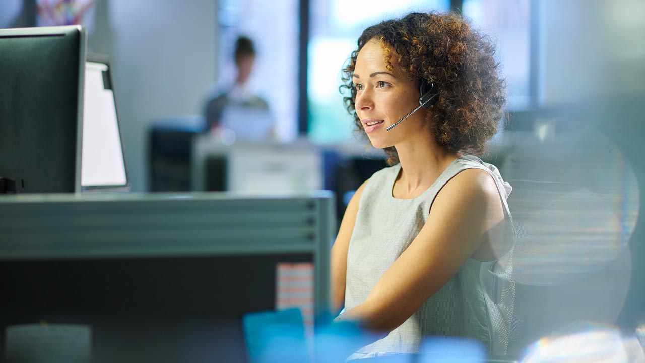 Female working in front of a computer in an office